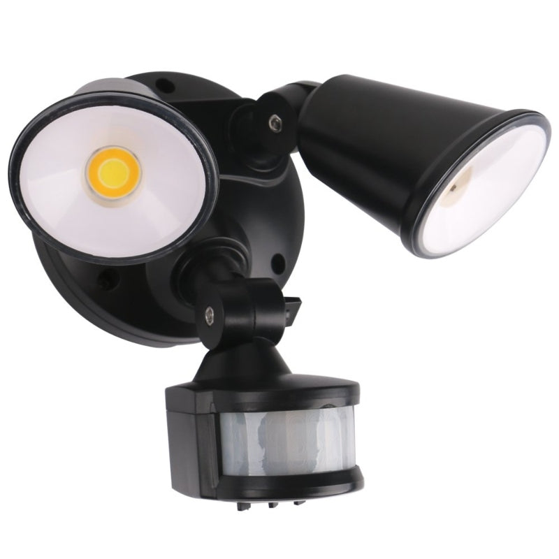 Martec Defender 20W Tricolour LED Double Security Light - Matt Black-MLXD3452MS-blue-leaf-bathware