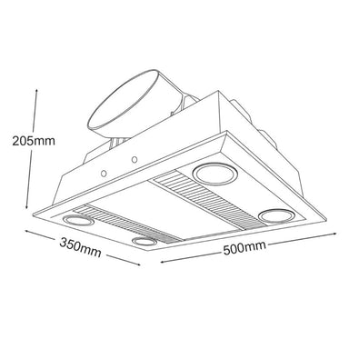 Martec Linear 3-in-1 Bathroom Heater with LED Light, Exhaust Fan and Heat Lamp - White-MBHL1000W-blue-leaf-bathware