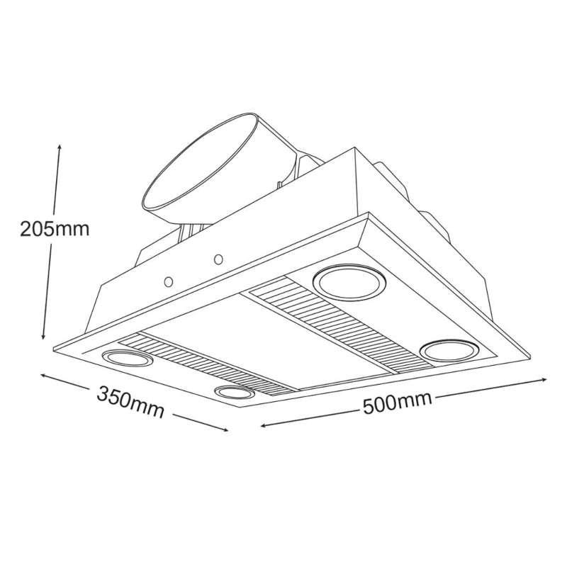 Martec Linear 3-in-1 Bathroom Heater with LED Light, Exhaust Fan and Heat Lamp - White-MBHL1000W-blue-leaf-bathware