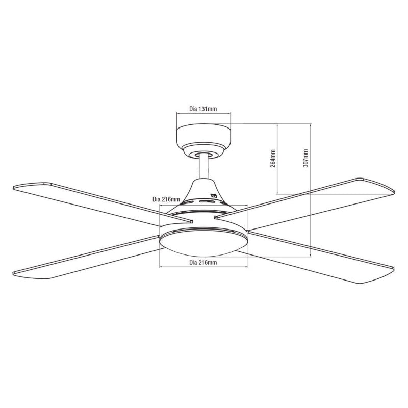 Martec Link 48" AC Ceiling Fan - Matt Black-FSL124M-blue-leaf-bathware