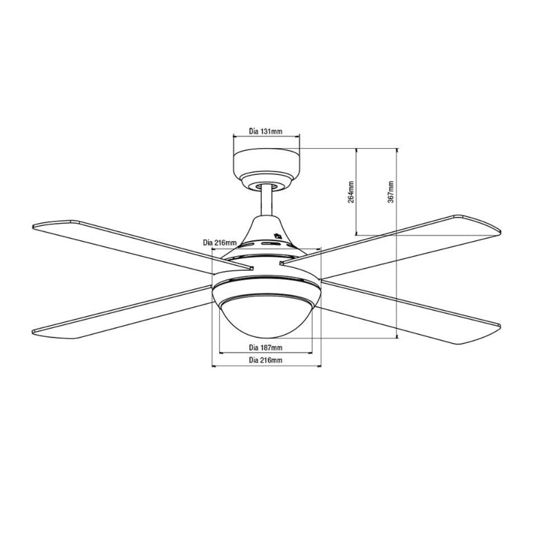 Martec Link 48" AC Ceiling Fan with E27 Light & Remote Control-FSL1244WR-blue-leaf-bathware