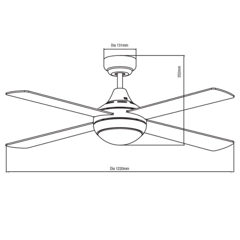 Martec Link 48" AC Ceiling Fan with Tricolour LED Light & Wall Control - Matt Black-FSL1243M-blue-leaf-bathware