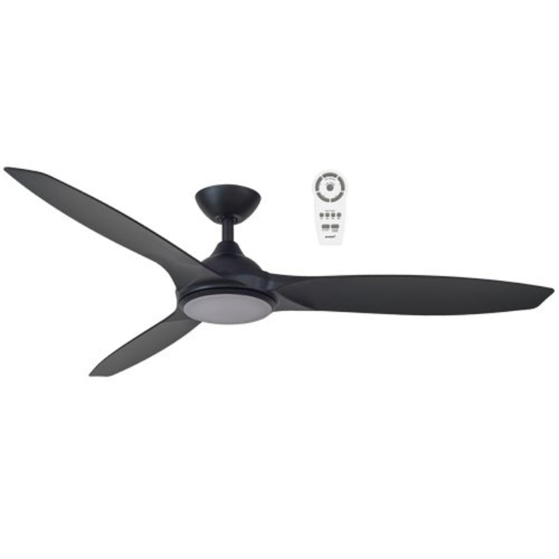 Martec Newport 56" DC Ceiling Fan with Light - Matt Black-MNF1433MMR-blue-leaf-bathware