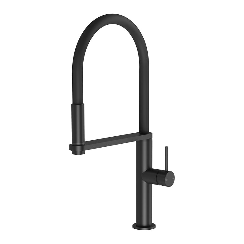 Phoenix Blix Flexible Hose Sink Mixer Round - Matte Black