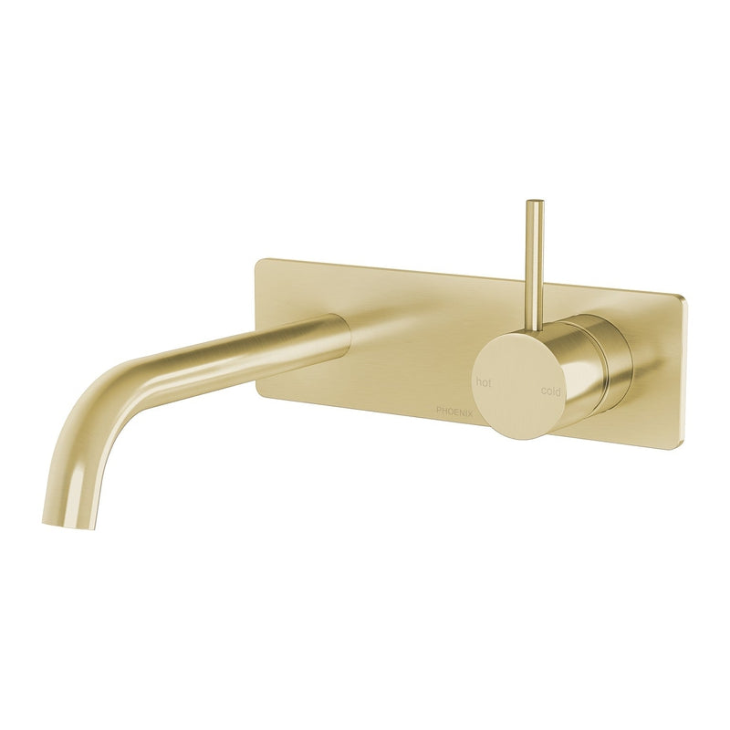 Phoenix Vivid Slimline Up Basin / Bath Wall Mixer Set - Brushed Gold