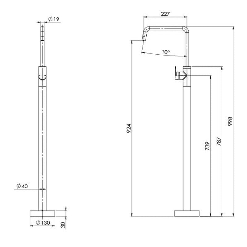 Phoenix Mekko Floor Mounted Bath Mixer - Brushed Nickel