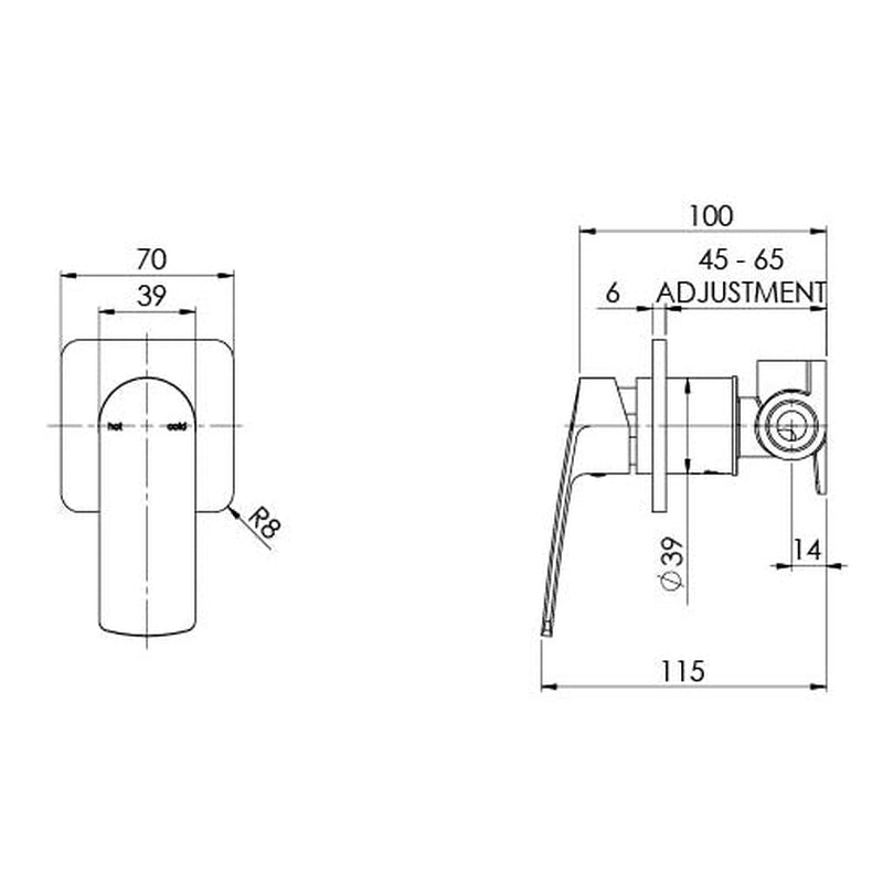 Phoenix Mekko Shower / Wall Mixer - Matte Black