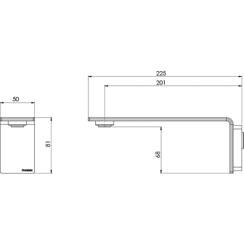 Phoenix Axia Wall Basin / Bath Outlet 200mm Matte Black