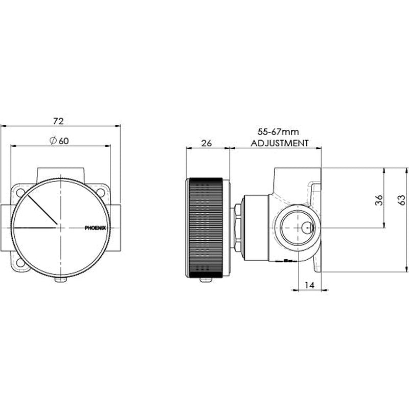 Phoenix Axia Shower / Wall Mixer Brushed Nickel