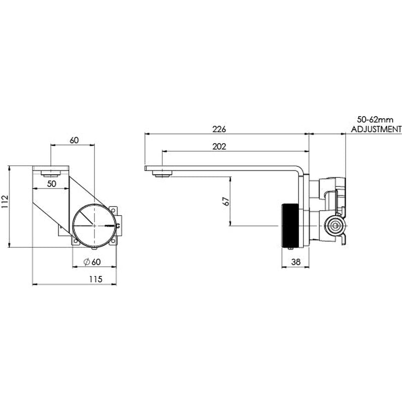 Phoenix Axia Basin / Bath Wall Mixer Set 200mm Brushed Nickel