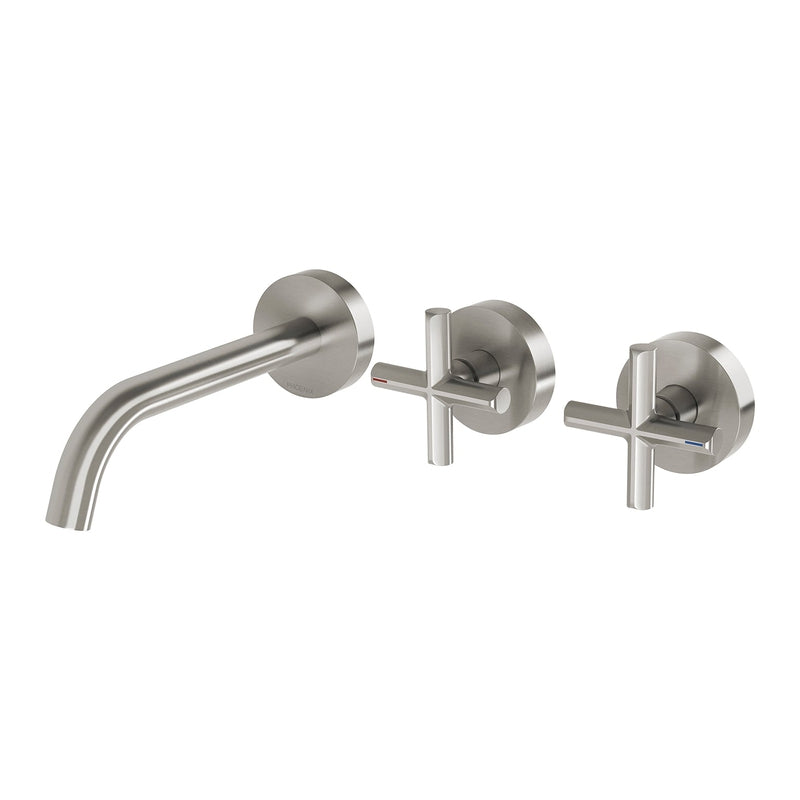 Phoenix Vivid Slimline Plus Wall Basin / Bath Hostess Set 180mm Outlet - Brushed Nickel