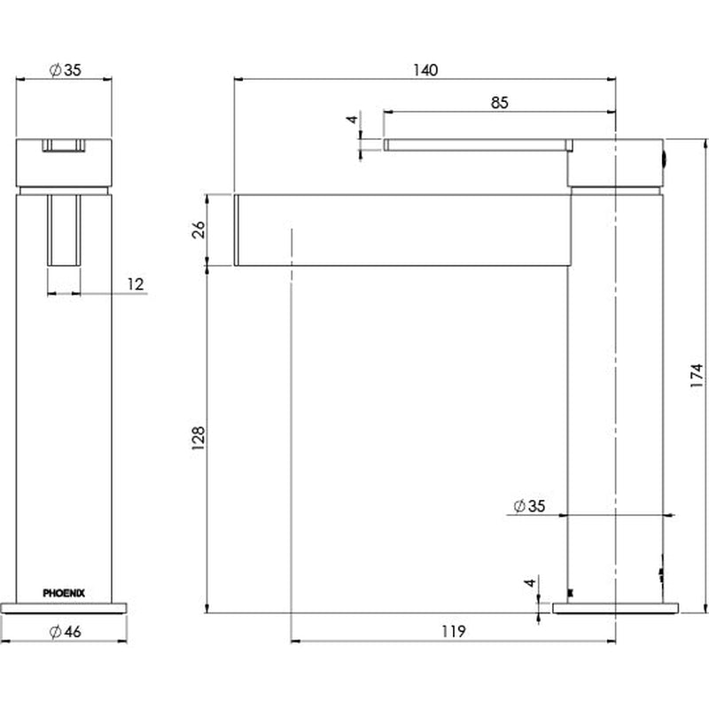 Phoenix Lexi MKII Basin Mixer - Matte Black