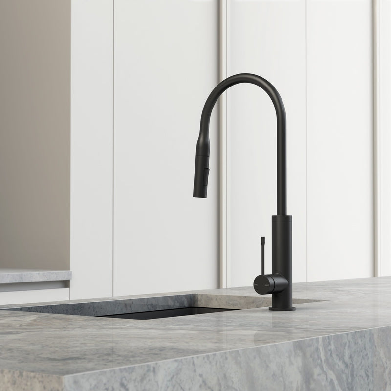 Phoenix Deja Pull Out Sink Mixer 220mm - Matte Black