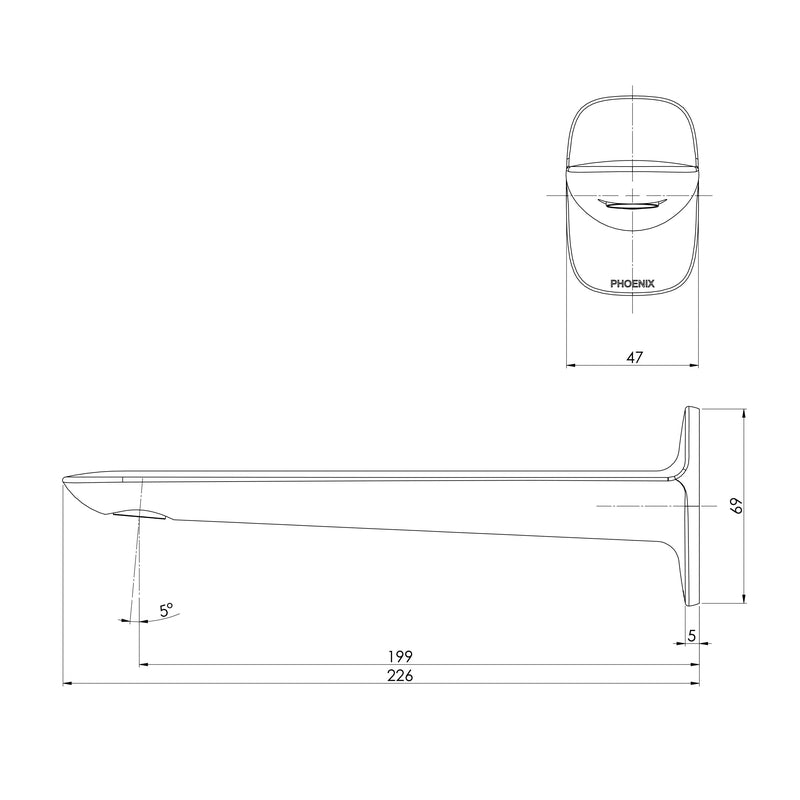 Phoenix Nuage Wall Basin/Bath Outlet 200mm - Brushed Carbon