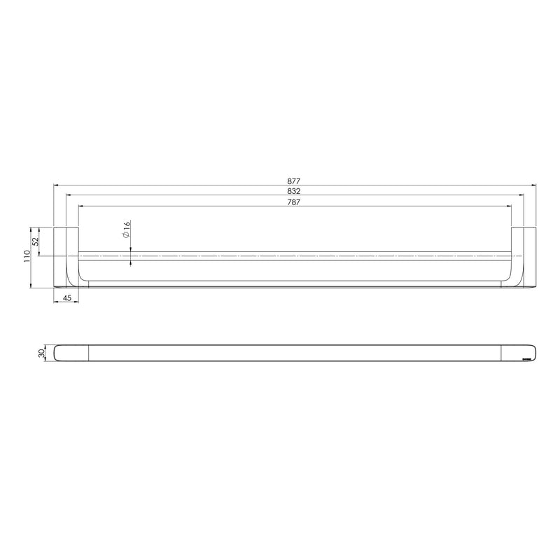 Phoenix Nuage Double Towel Rail 800mm - Matte White