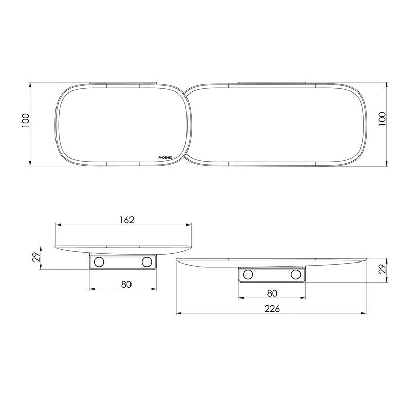 Phoenix Nuage Shower Shelves - Brushed Carbon