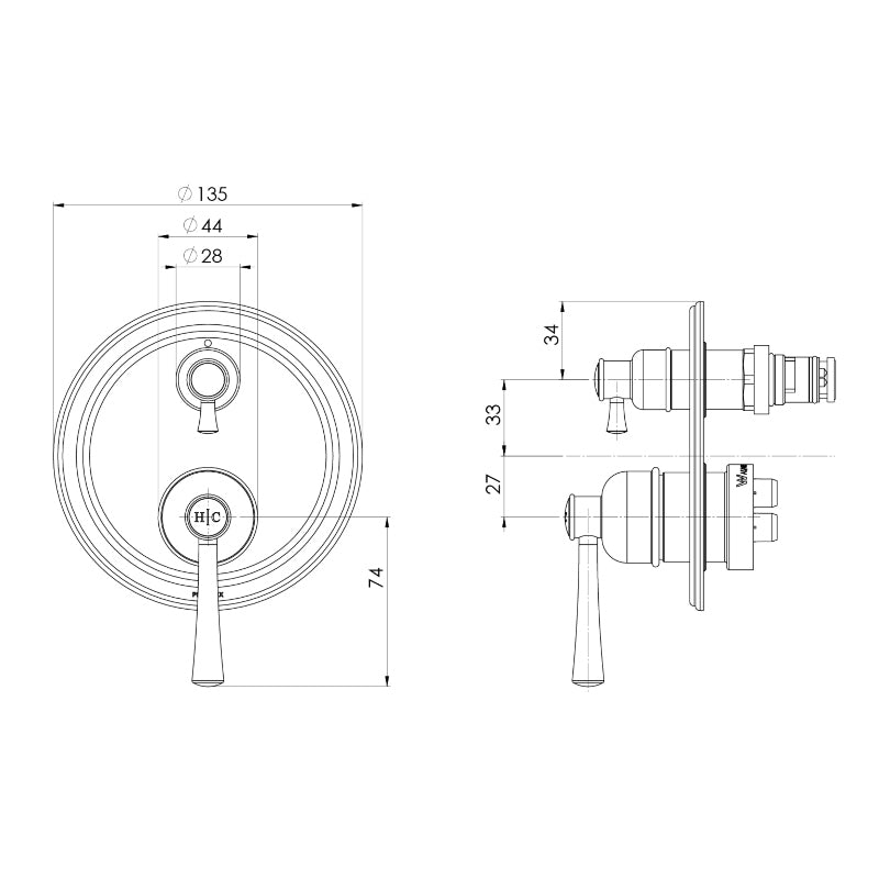 Phoenix Cromford Shower / Wall Diverter Mixer  - Chrome