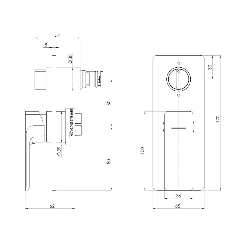 Phoenix Gloss MKII SwitchMix Shower / Bath Diverter - Matte Black