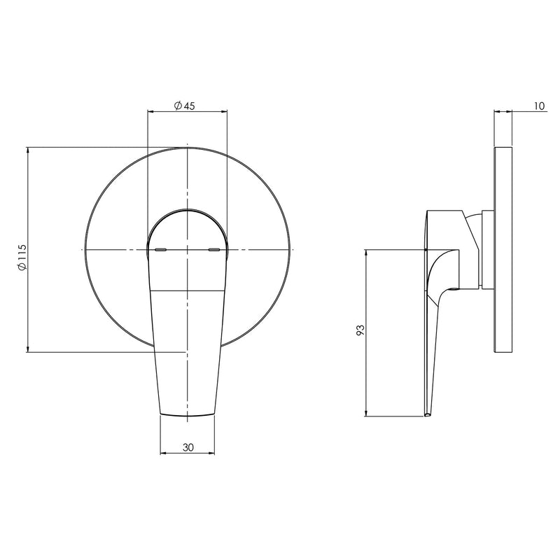 Phoenix Arlo Shower / Wall Mixer Trim Kit Only - Matte Black