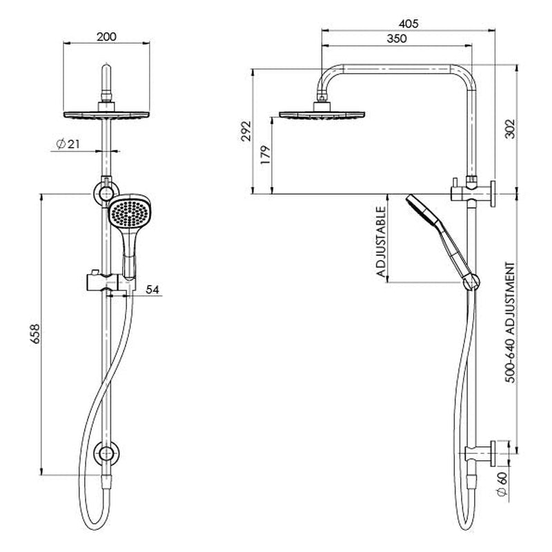 Phoenix Teva Twin Shower - Brushed Nickel