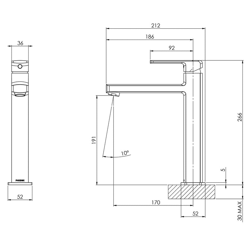 Phoenix Teva Vessel Mixer - Brushed Nickel