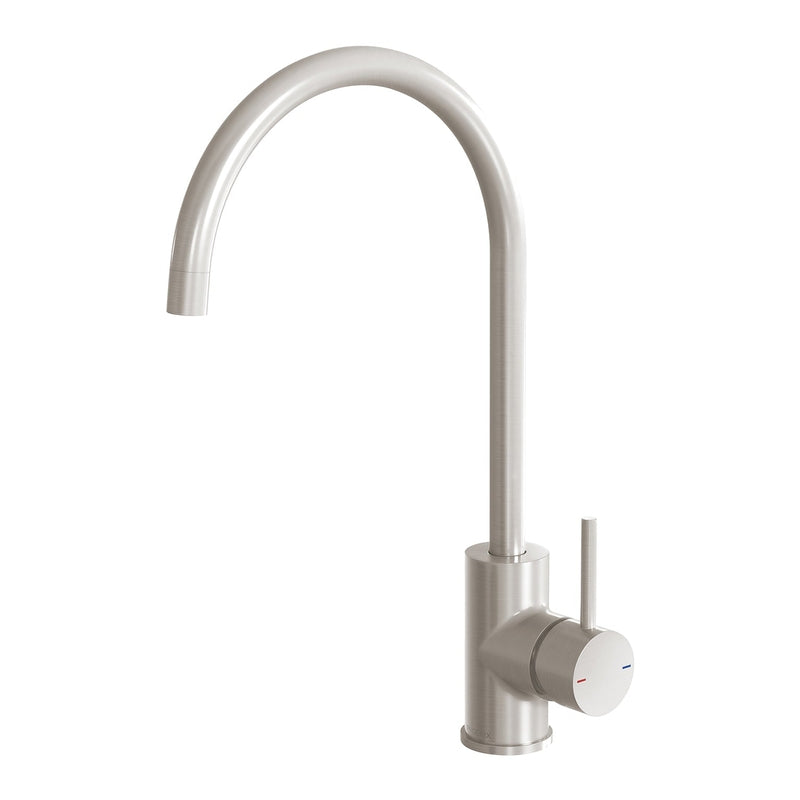 Phoenix Pina Sink Mixer 200mm Gooseneck Brushed Nickel — Reno Hub