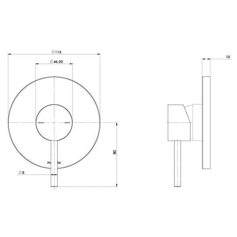 Phoenix Pina Shower / Wall Mixer Trim Kit Only - Chrome