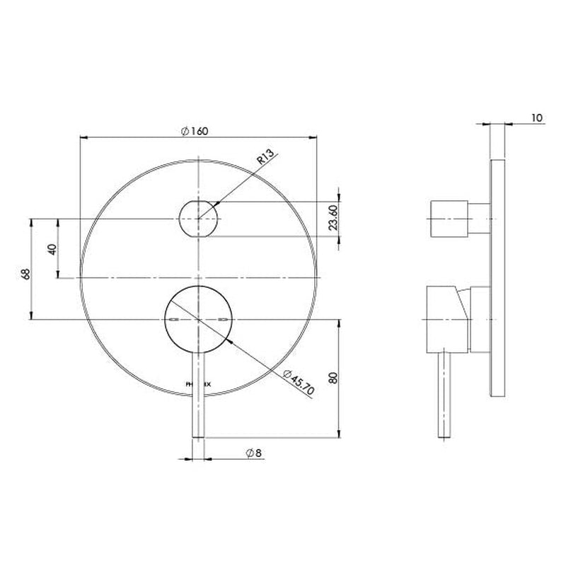Phoenix Pina Shower / Bath Diverter Mixer Trim Kit Only - Brushed Nickel