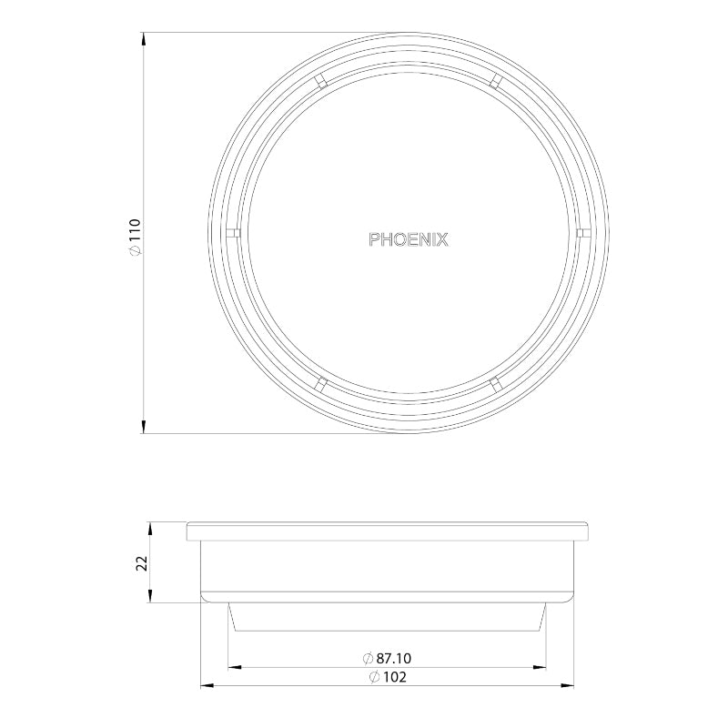 Phoenix Point Drain Round 100mm Outlet 90mm - Matte Black