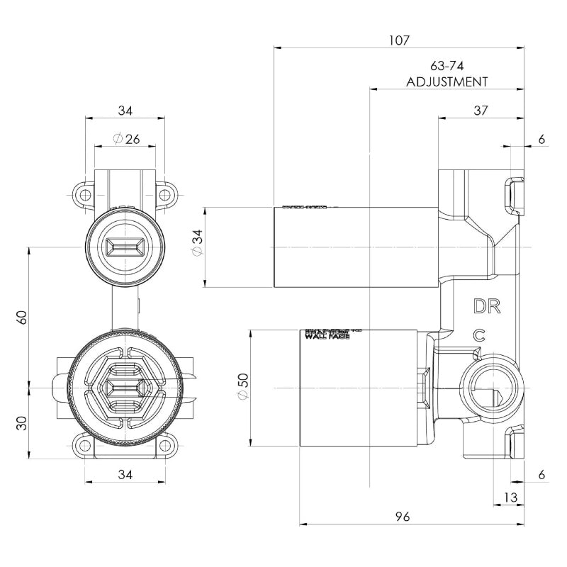 Phoenix SwitchMix Shower / Bath Diverter Mixer Rough-In Kit