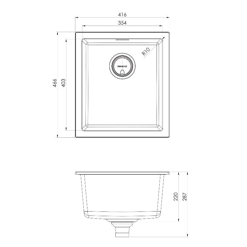 Phoenix 5000 Series Single Bowl Sink - Matte Black