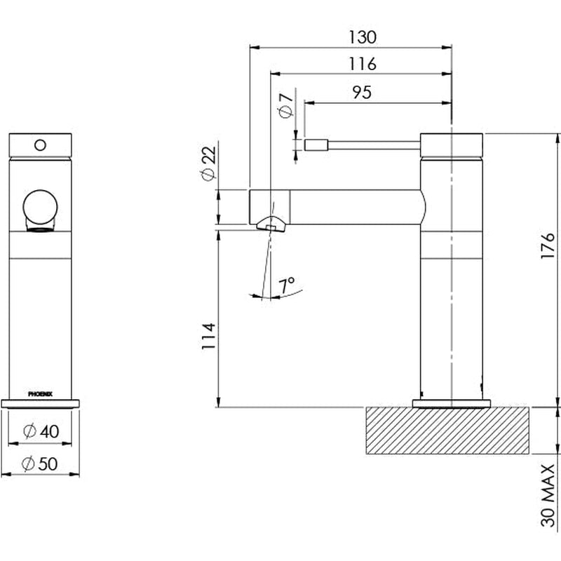 Phoenix Vivid Slimline SS 316 Basin Mixer - Stainless Steel