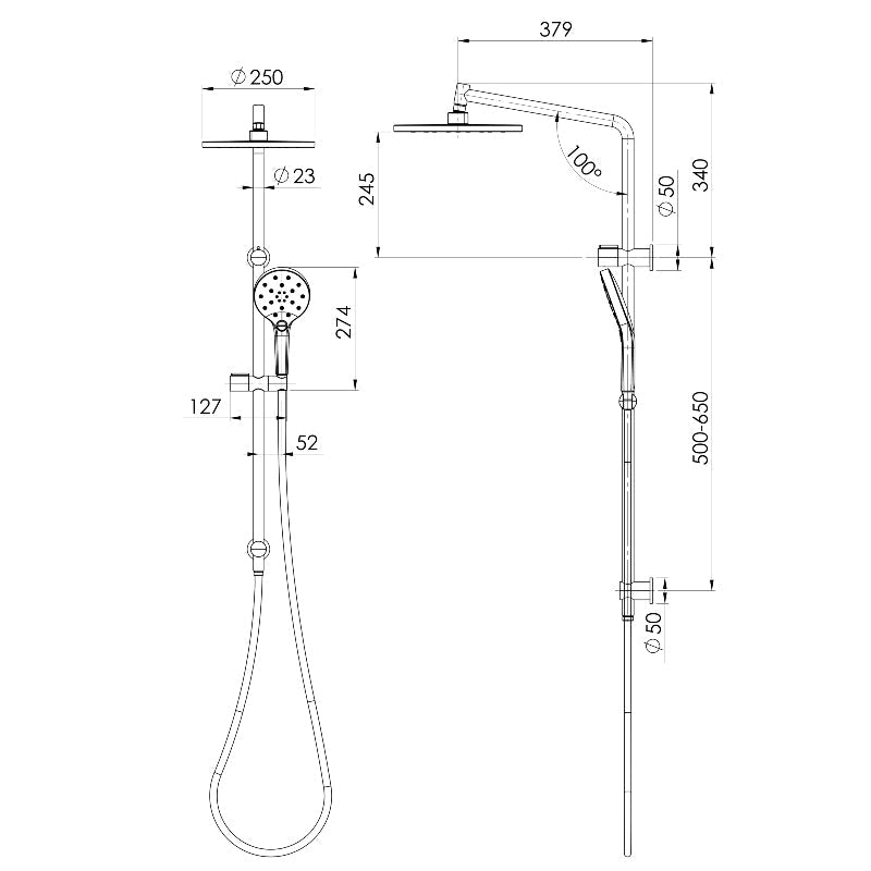 Phoenix Ormond Twin Shower - Brushed Nickel