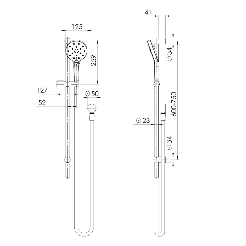 Phoenix Ormond Rail Shower - Chrome