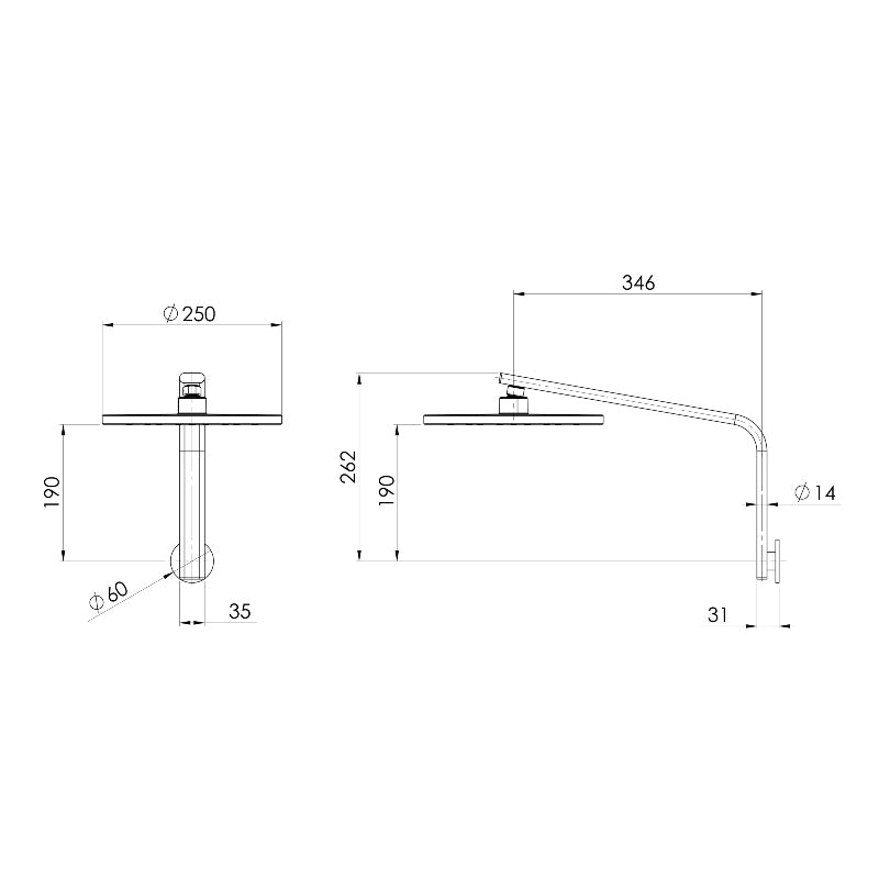 Phoenix Oxley High-Rise Shower Arm and Rose - Brushed Carbon