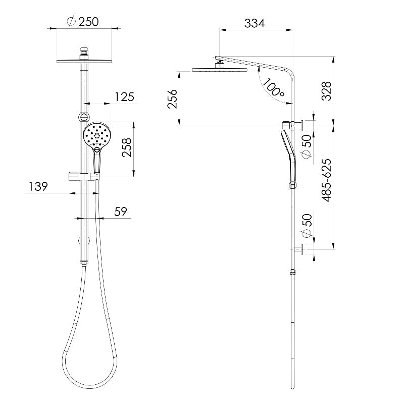 Phoenix Oxley Twin Shower - Matte Black