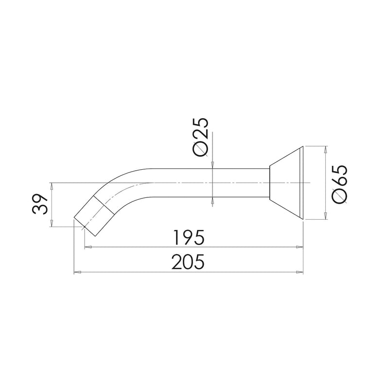 Phoenix Ivy Bath Outlet 200mm - Chrome