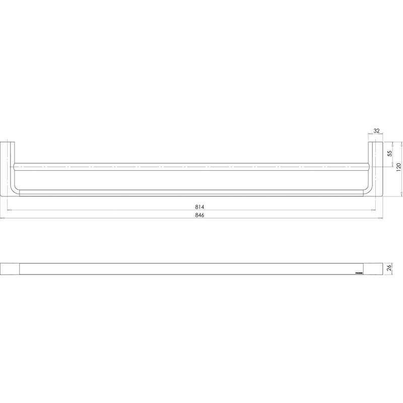 Phoenix Gloss Double Towel Rail 800mm - Brushed Gold