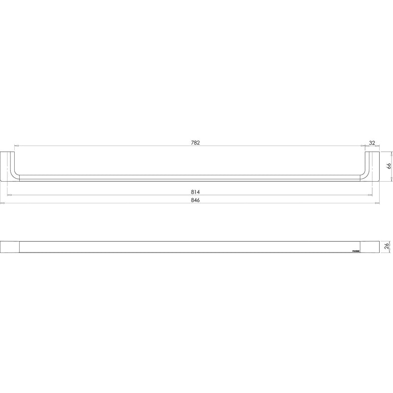 Phoenix Gloss Single Towel Rail 800mm - Brushed Nickel