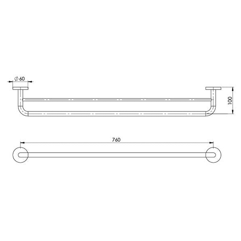Phoenix Festival Double Towel Rail 760mm - Chrome