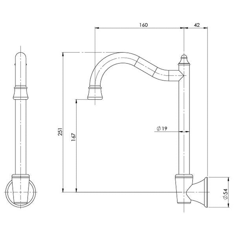 Phoenix Nostalgia Wall Sink Outlet Shepherds Crook - Chrome