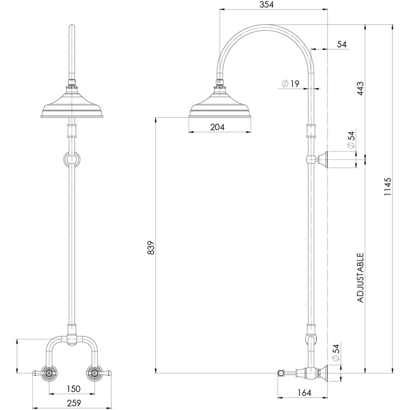 Phoenix Nostalgia Lever Exposed Shower Set - Chrome