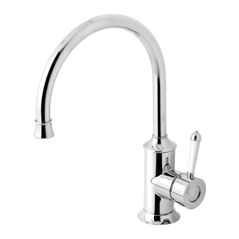 Phoenix Nostalgia Sink Mixer 220mm Gooseneck - Chrome / Natural White