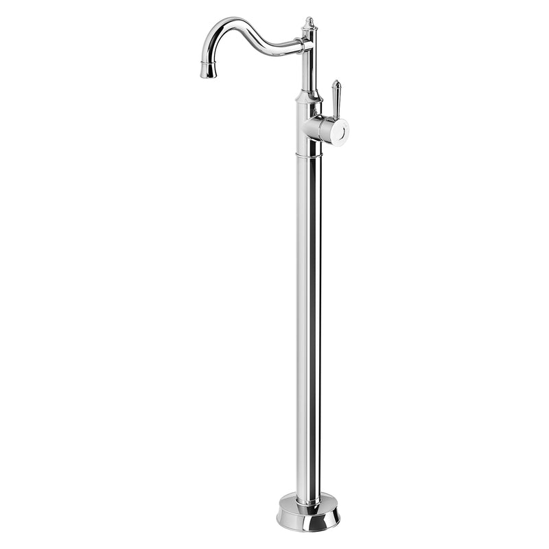 Phoenix Nostalgia Floor Mounted Bath Mixer Shepherds Crook - Chrome