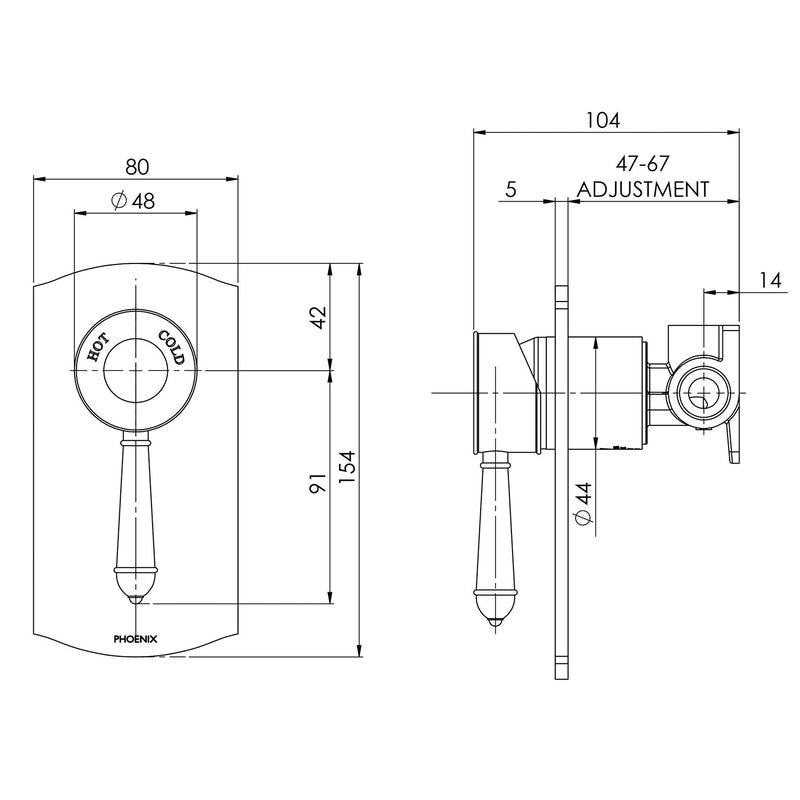 Phoenix Nostalgia Shower / Wall Mixer - Chrome / Natural White
