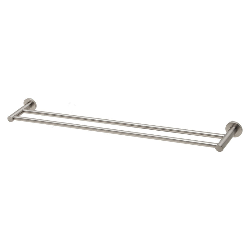 Phoenix Radii Double Towel Rail 800mm Round Plate - Brushed Nickel