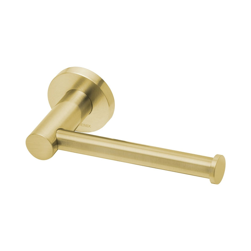 Phoenix Radii Toilet Roll Holder Round Plate - Brushed Gold