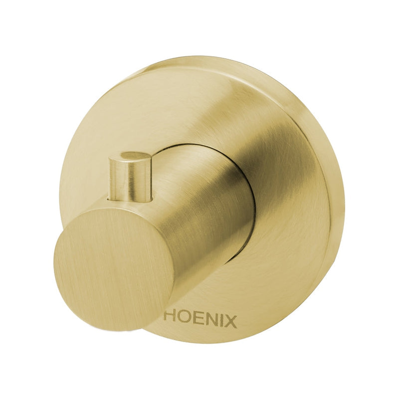 Phoenix Radii Robe Hook Round Plate - Brushed Gold