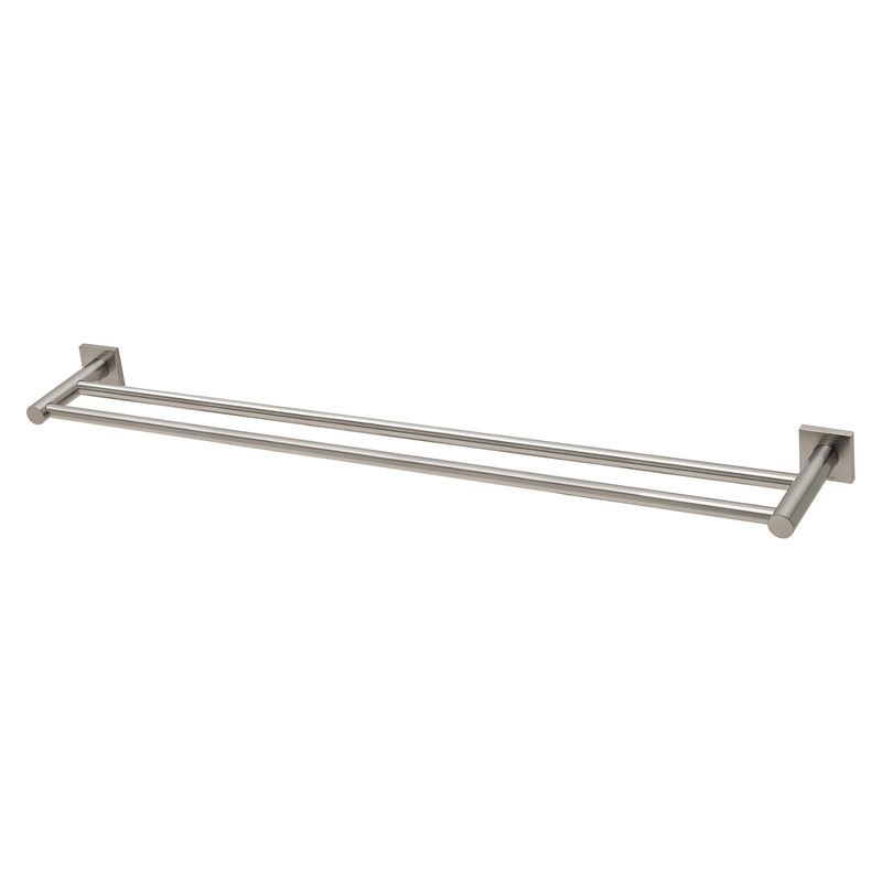 Phoenix Radii Double Towel Rail 800mm Square Plate - Brushed Nickel