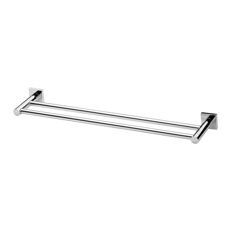 Phoenix Radii Double Towel Rail 600mm Square Plate - Chrome